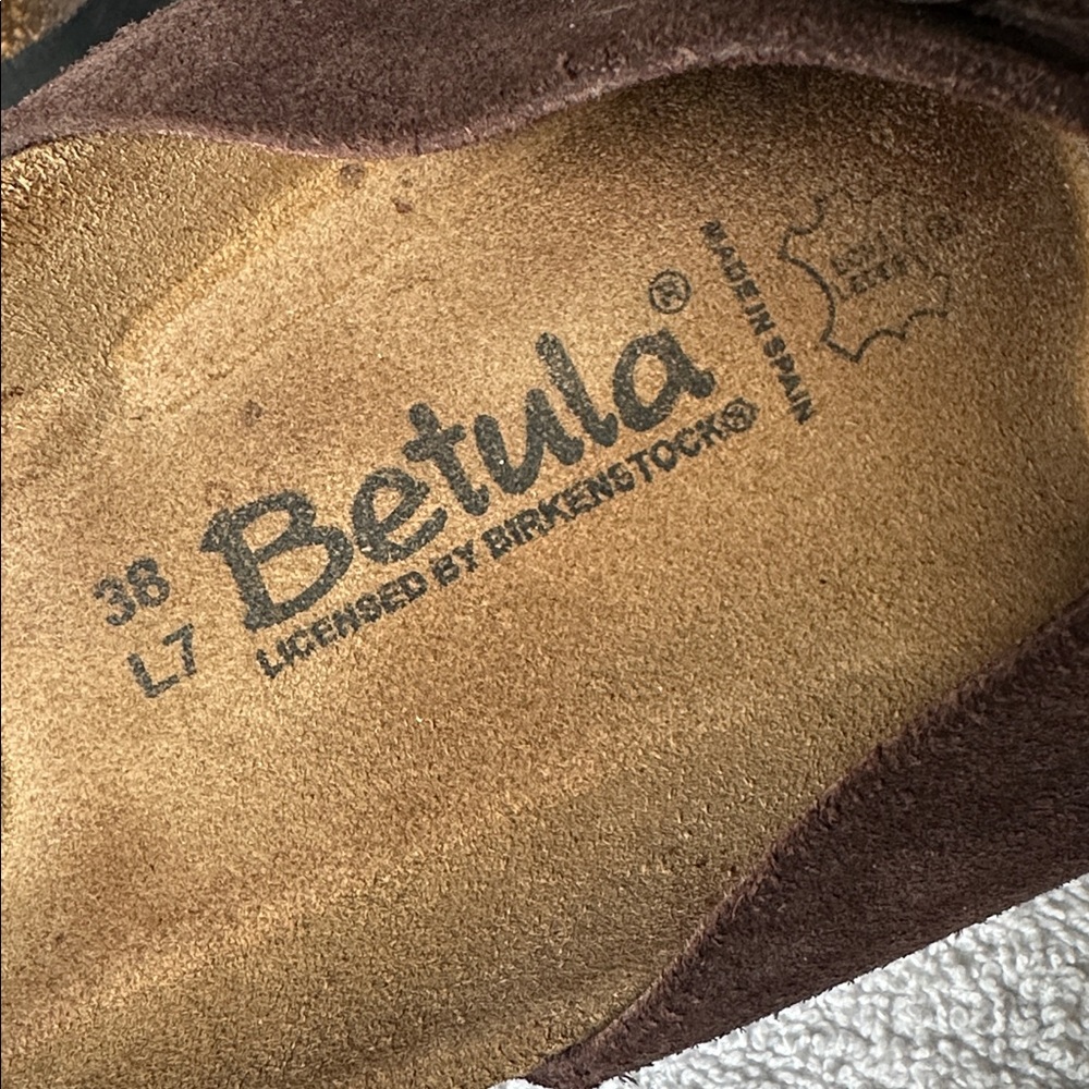 Betula Birkenstock Dark Brown Suede Criss Cross Sandals EU 38 US 7.5 - Picture 2 of 9